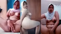 Cewek Jilbab Tiktokers Digoyang Sampai Muncrat