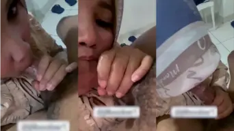 Tante Berjilbab Ngewein Kontol Suami Tetangga Sampai Basah Kuyup.